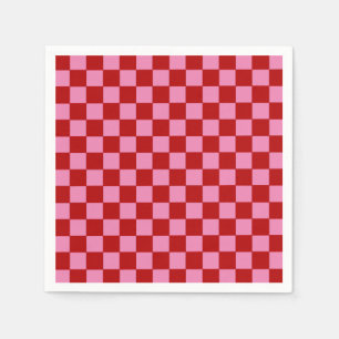 Chequered Red and Hot Pink Napkin