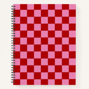 Chequered Red and Hot Pink Notebook