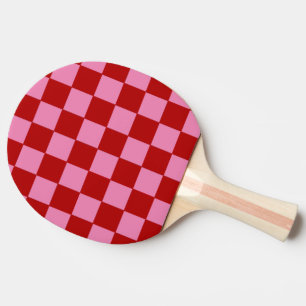 Chequered Red and Hot Pink Ping Pong Paddle