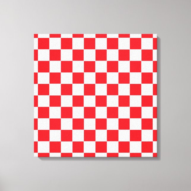 Chequered Red and White Canvas Print (Front)