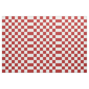 Chequered Red and White Geometric Fabric