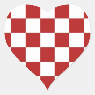 Chequered Red and White Heart Sticker