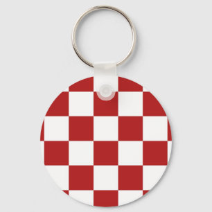 Chequered Red and White Key Ring