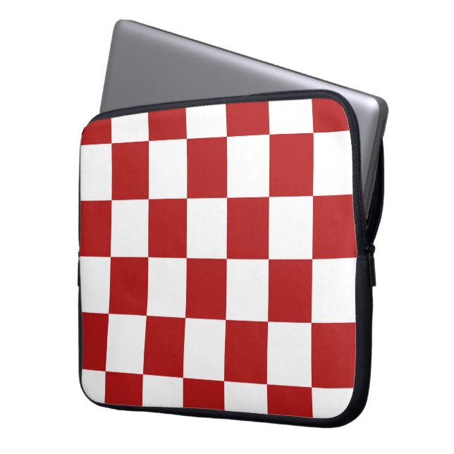 Chequered Red and White Laptop Sleeve (Front Left)