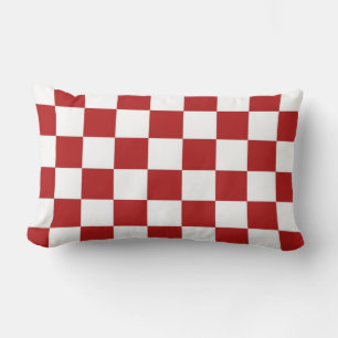 Chequered Red and White Lumbar Cushion