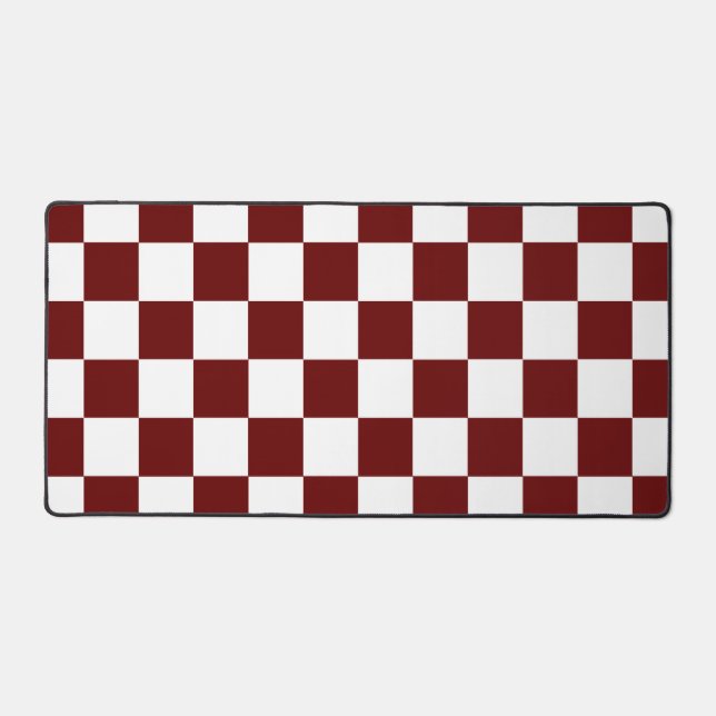 Chequered Red and White Retro Desk Mat (Front)