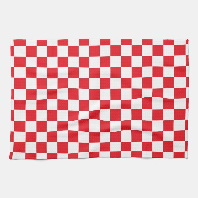 Chequered Red and White Tea Towel (Horizontal)