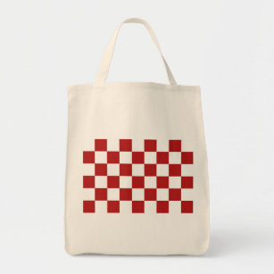 Chequered Red and White Tote Bag