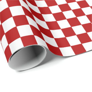 Chequered Red and White  Wrapping Paper