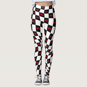 chequered red black and white race track retro leggings