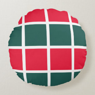 Chequered Red Green Chequered  Round Cushion