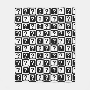 Chequered Riddle Question Mark Pattern Design Fleece Blanket