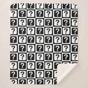 Chequered Riddle Question Mark Pattern Design  Sherpa Blanket