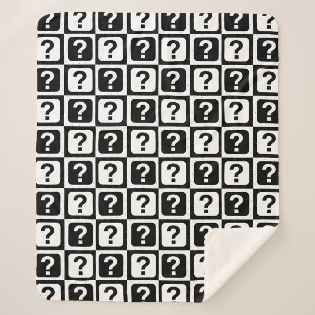 Chequered Riddle Question Mark Pattern Design  Sherpa Blanket (Front)