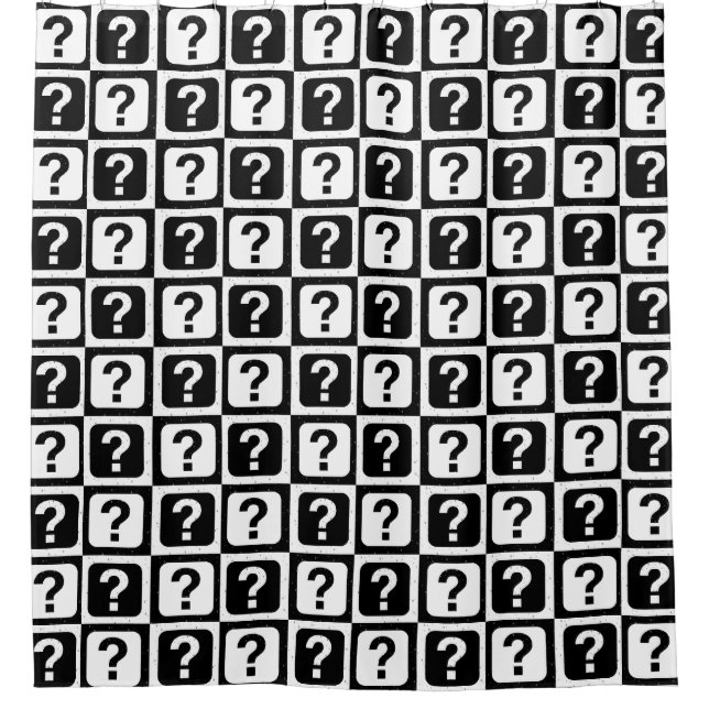 Chequered Riddle Question Mark Pattern Design  Shower Curtain (Front)