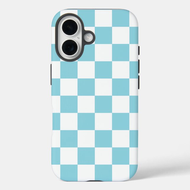 Chequered robin egg blue and white Case-Mate iPhone case (Back)