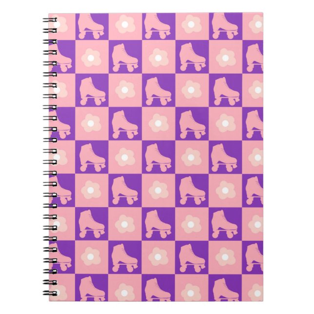 Chequered Roller Skates Quad Derby Skater Gift    Notebook (Front)