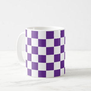 Chequered Royal Purple  and White Coffee Mug
