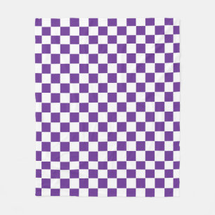 Chequered Royal Purple  and White Fleece Blanket