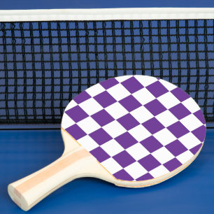 Chequered Royal Purple  and White Ping Pong Paddle