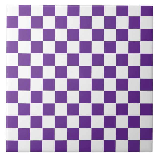 Chequered Royal Purple  and White Tile (Front)