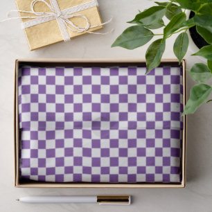 Chequered Royal Purple and White Tissue Paper