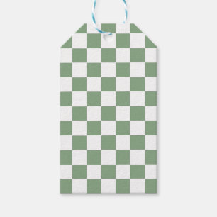 Chequered Sage Green and White Gift Tags