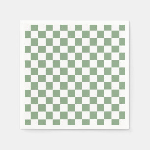 Chequered Sage Green and White Napkin