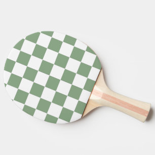 Chequered Sage Green and White Ping Pong Paddle