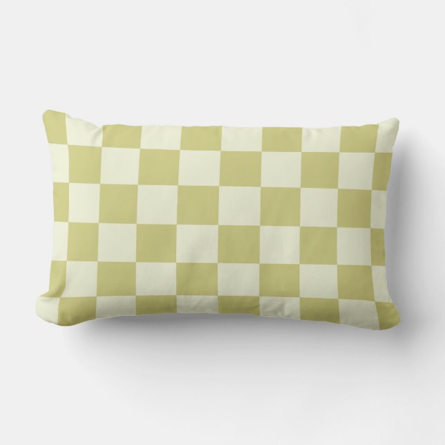 Chequered Sage Green Lumbar Cushion (Front)