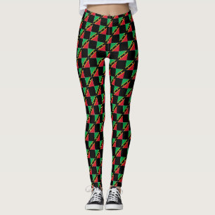Chequered Saint Kitts and Nevis Flag Pattern Leggings