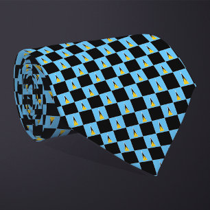 Chequered Saint Lucia Flag Pattern Tie
