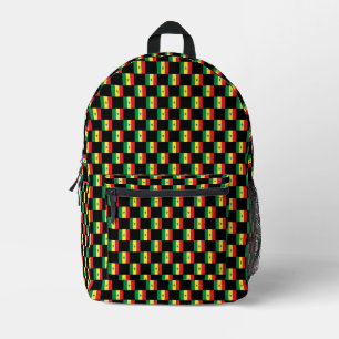 Chequered Senegal Flag Pattern Printed Backpack