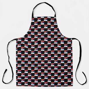 Chequered Serbia Flag Pattern Apron