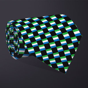 Chequered Sierra Leone Flag Pattern  Tie