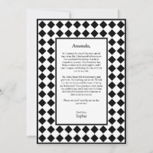 Chequered Simple Black White Be My Bridesmaid Card