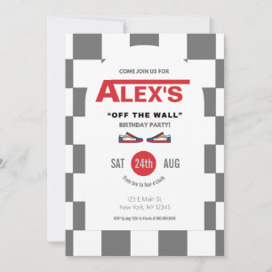 Chequered Skate Birthday Party Invitation