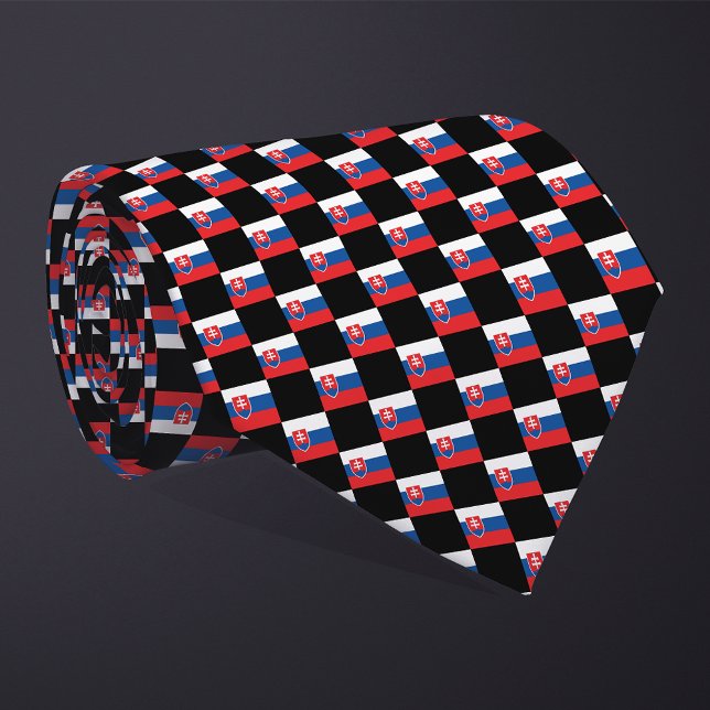 Chequered Slovakia Flag Pattern  Tie (Creator Uploaded)