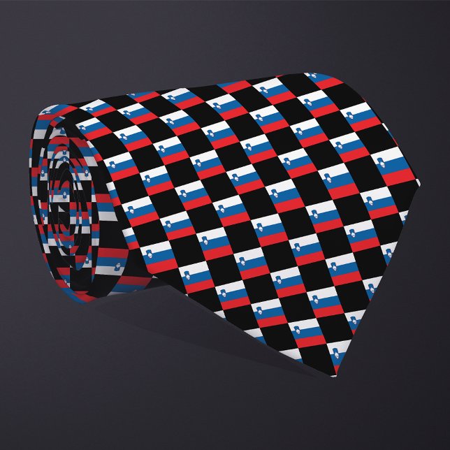 Chequered Slovenia Flag Pattern  Tie (Creator Uploaded)