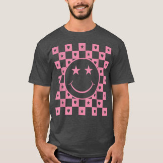 Chequered Smiling Face Funny  T-Shirt