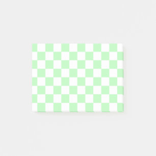 Chequered Soft Green and White Post-it Notes