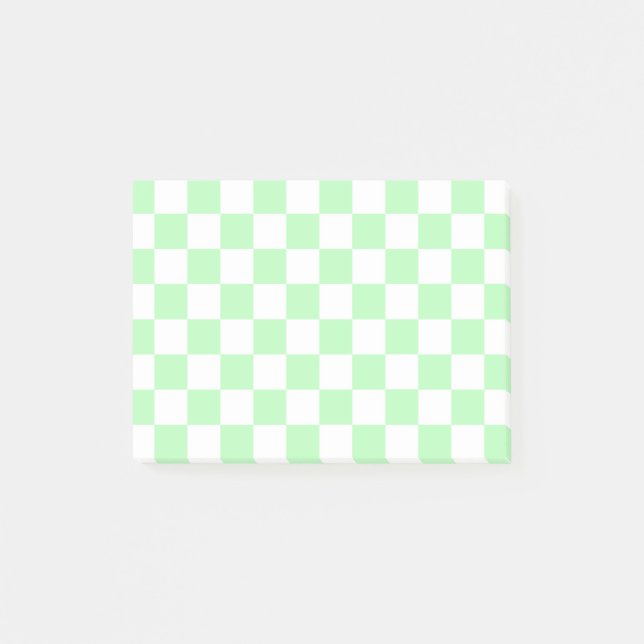 Chequered Soft Green and White Post-it Notes (Front)