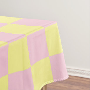 Chequered Soft Pink and Yellow Tablecloth
