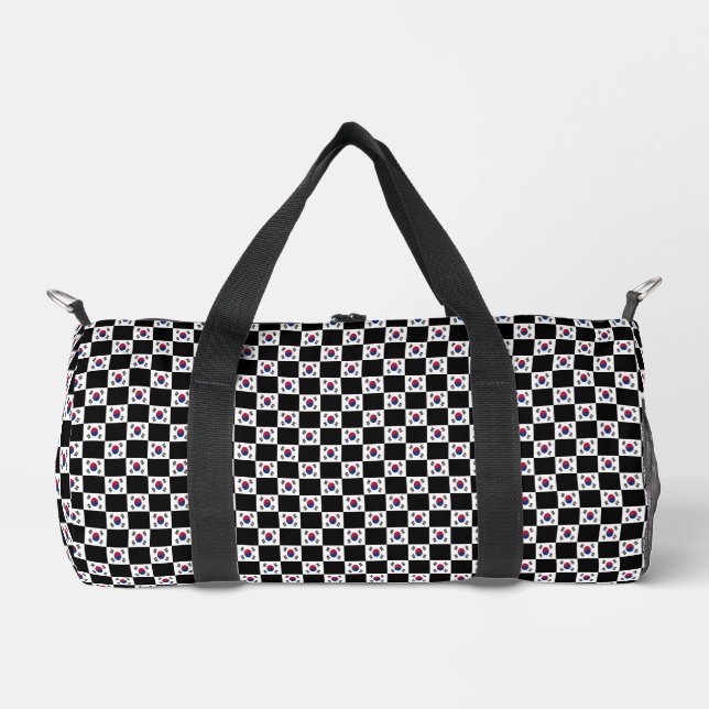 Chequered South Korea Flag Pattern  Duffle Bag (Front)
