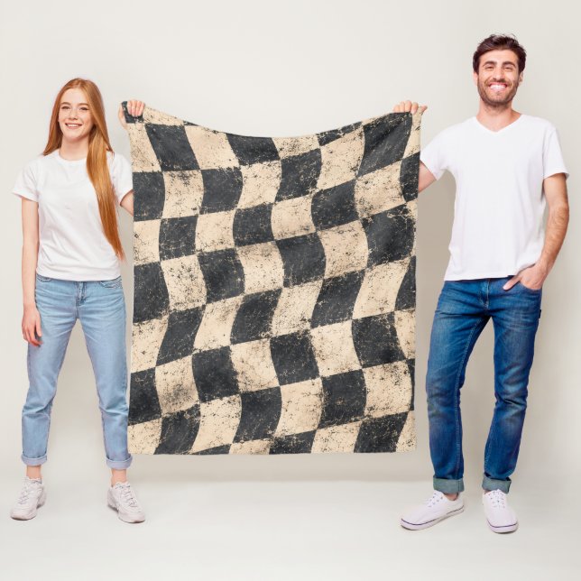 Chequered Speedway Cosy Garage Style Fleece Blanket (In Situ)