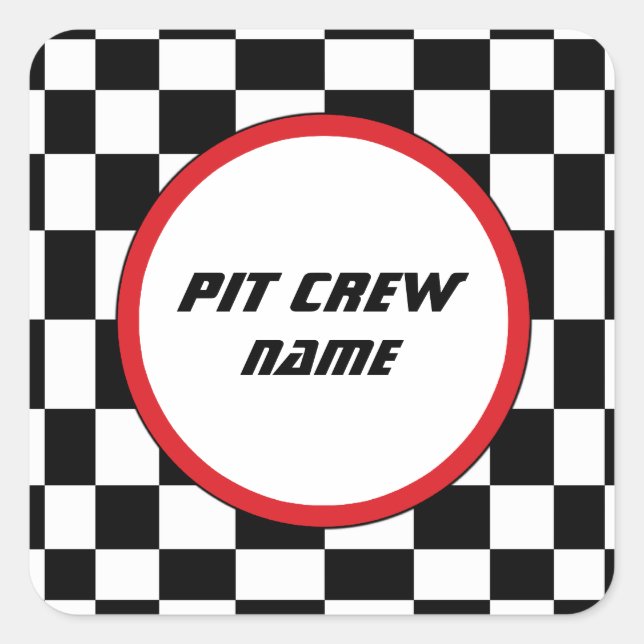 Chequered Square Party Guest Name Stickers (Front)