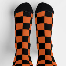 Chequered squares Black and Orange geometric retro