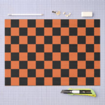 Chequered squares Black and Orange geometric retro
