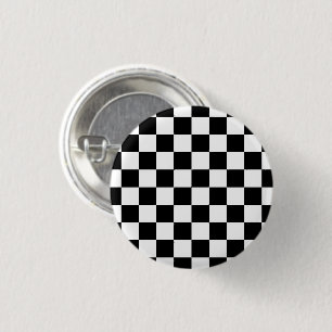 Chequered squares black and white geometric retro 3 cm round badge