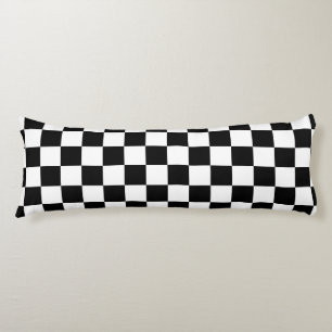 Chequered squares black and white geometric retro body cushion